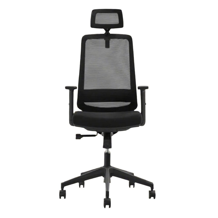 CHAIR OFFICE BLACK MESH WITH HEADREST