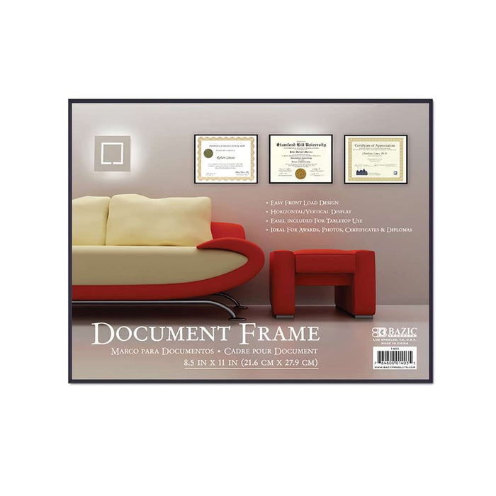 DOCUMENT FRAME 8.5x11 W GLASS VERT/HORIZ W EASEL