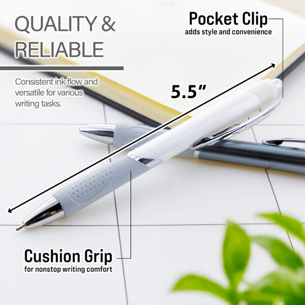 Ciel Chroma FUSE Tech Ink Retractable Pen w/ Rubberized Barrel & Metal Clip (2/Pack) #1727