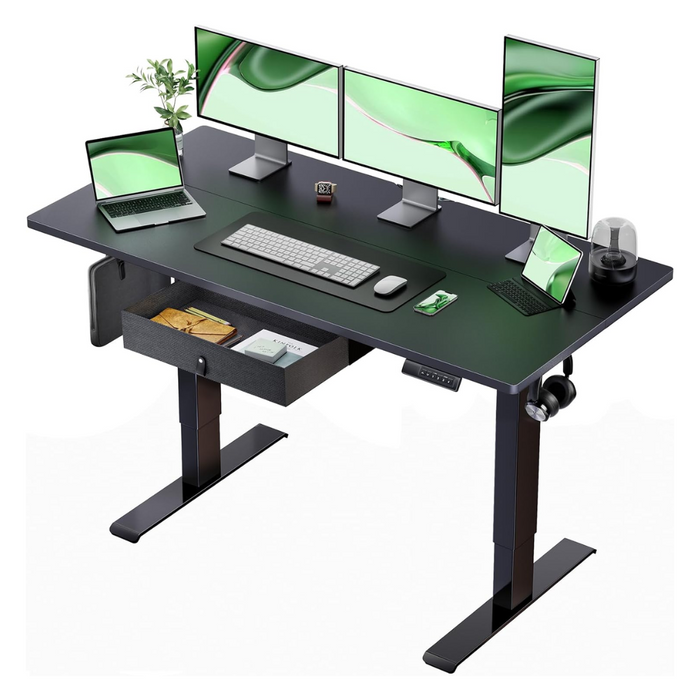 G-Series Standing Desk Adjustable Height 46.7x55 Inch, Electric Standing Desk with Center Draw and 2 Headphone Hook