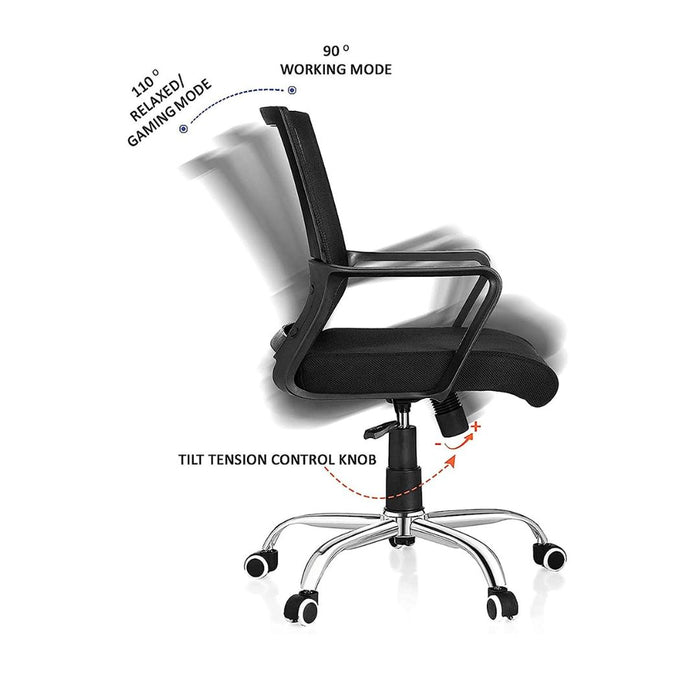 CHAIR OFFICE MESH BLACK - WIDE SEATING