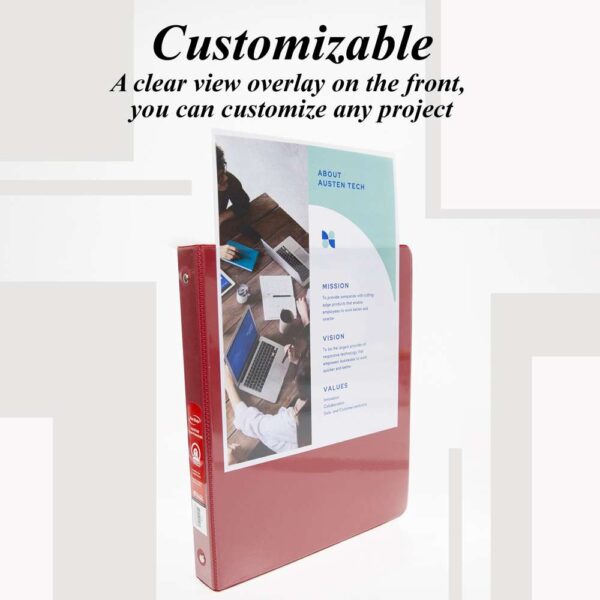 Binder 1" w/View Assorted Colors 3-Ring w/2 Pockets  Bazic #3123