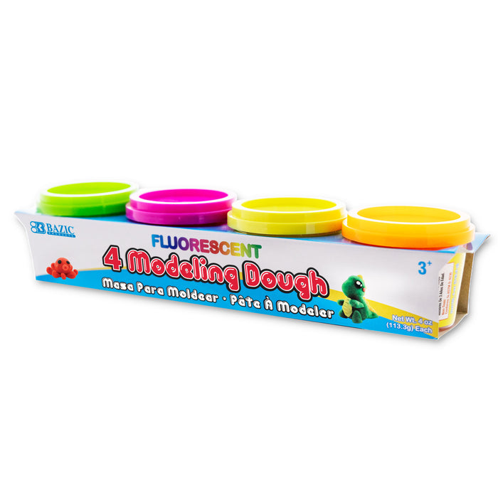 MODELING DOUGH FLUORESCENT 4pk, 4oz BAZIC #3303