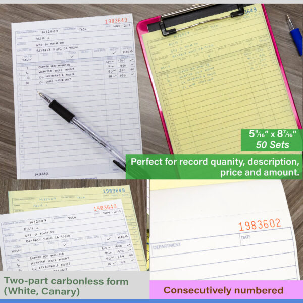 Sales Order Book 2-Part Carbonless 5 9/16" x 8 7/16" (50 Sets) 5075