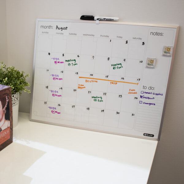 METALLIQUE Aluminium Framed Magnetic Dry Erase Calendar 16″ X 20″ #6052