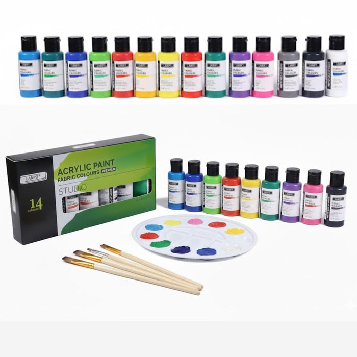 ACRYLIC PAINT 14PC FABRIC COLORS