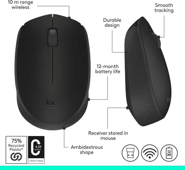 Logitech M170 Wireless Mouse for PC, Mac, Laptop