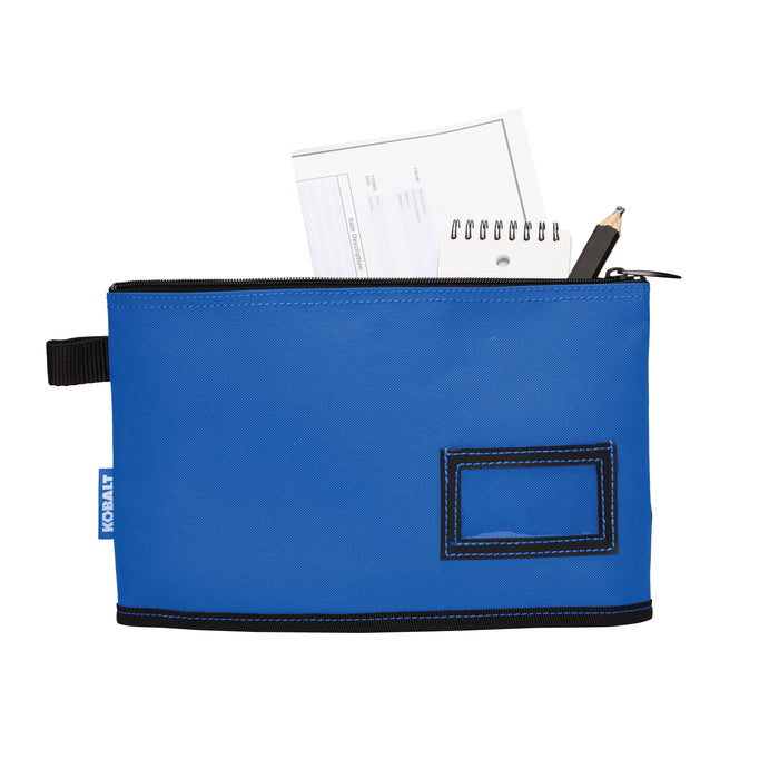 ZIPPER DOCUMENT BAG BLUE POLYSTER 12IN