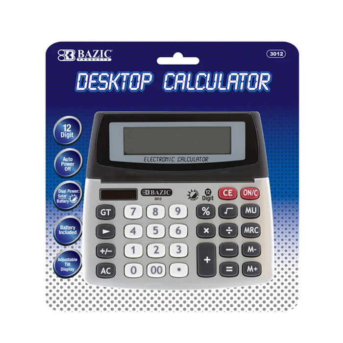 Desktop Calculator 12-Digit Dual Power w/ Adjustable Display 3012