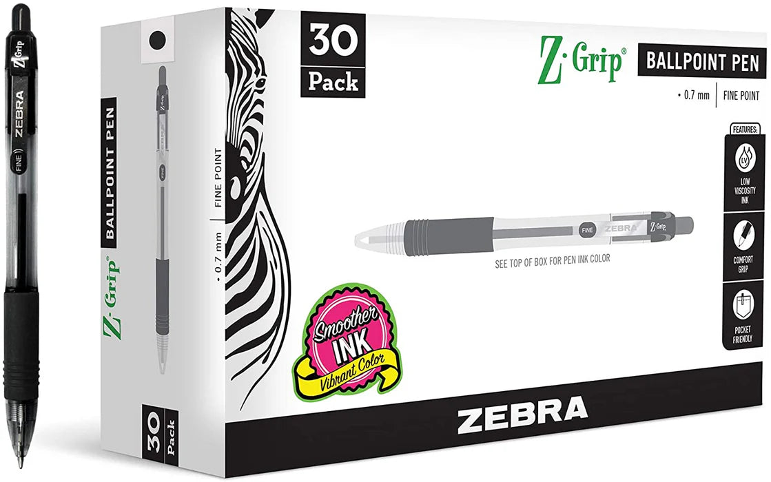 PENS Z-GRIP BP RET .7mm FINE BLACK SINGLE