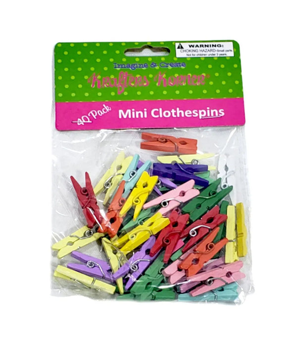 MINI CLOTHESPIN COLORED 40pc KTAFTERS KORNER