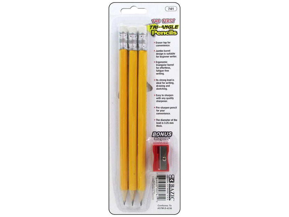 Pencil W/Sharpener #2 Triangle Jumbo Yellow 741