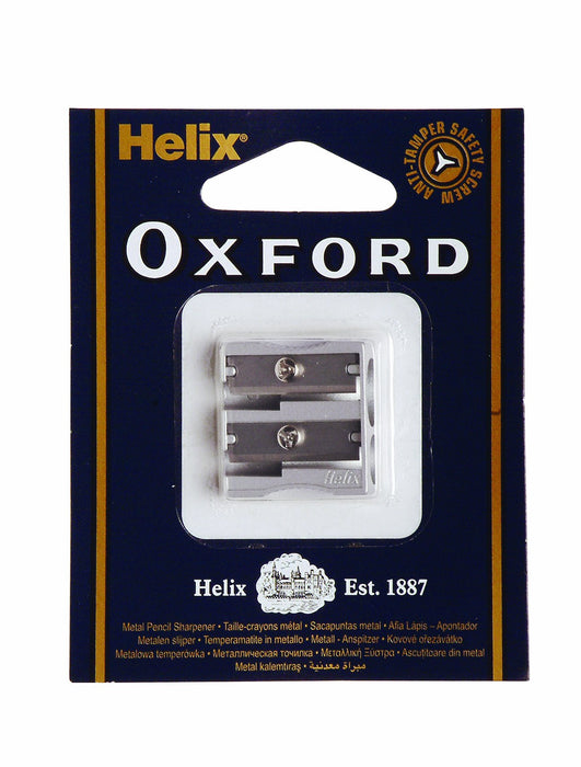 Helix Oxford Metal Pencil Sharpener with 2- Holes & Safety Screw