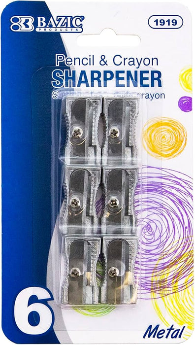 Bazic Metal Pencil Sharpener (6 Pack)