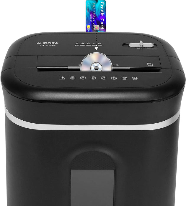 Aurora AU1800XA Anti-Jam 18-Sheet Crosscut Paper/CD and Credit Card Shredder/ 6-Gallon pullout Basket 30 Minutes Continuous Run Time