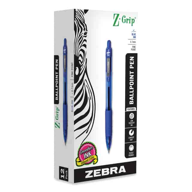 PENS Z-GRIP BP RET 0.7mm BLUE FINE ZEB-23920