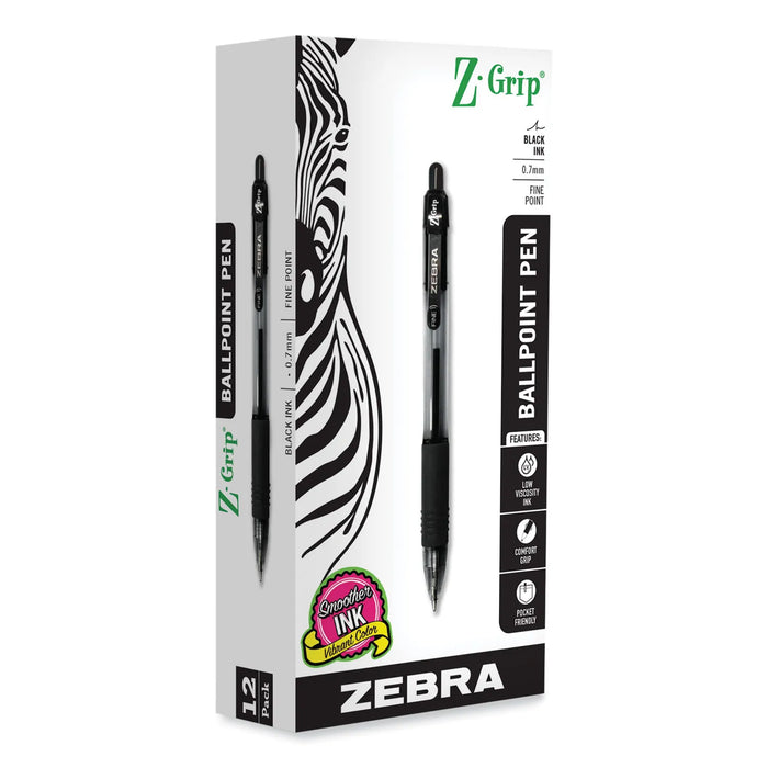 PENS Z-GRIP BP RET 0.7mm FINE BLACK SINGLE