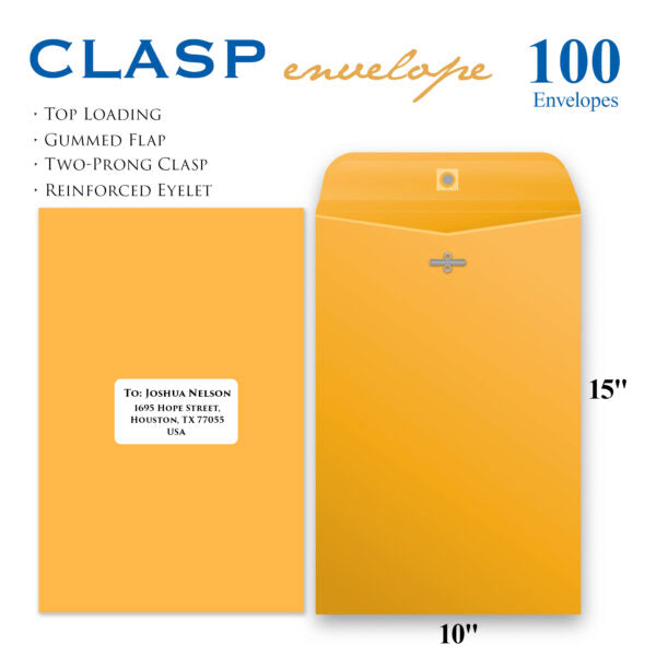 Clasp Envelope 10″ X 15″ (100/Box) #8246