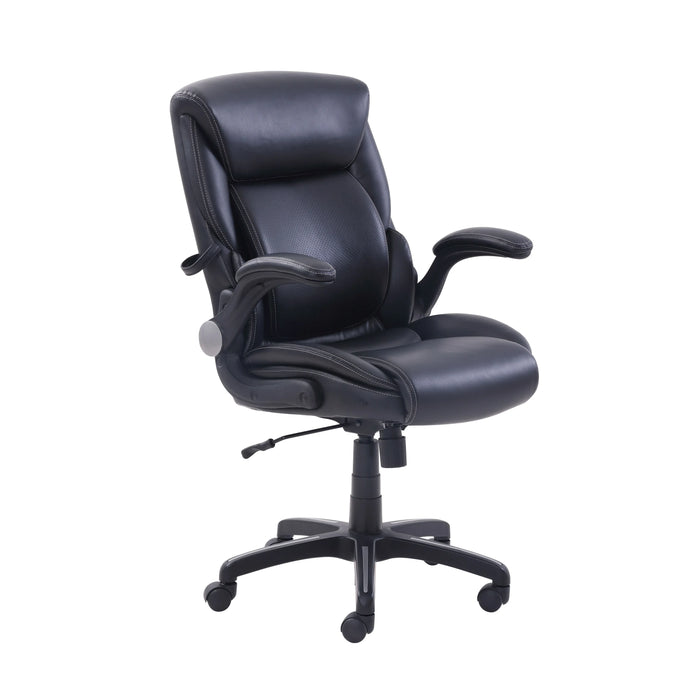 SERTA MANAGERS CHAIR BLACK W MEMORY FOAM AND MOVEABLE ARMS