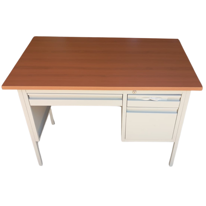 WRITING DESK SECRETARIAL METAL WITH LAMINATE TOP, 3 DRAW