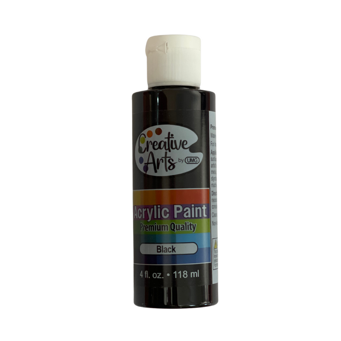 ACRYLIC PAINT 4oz BLACK - CREATIVE ARTS