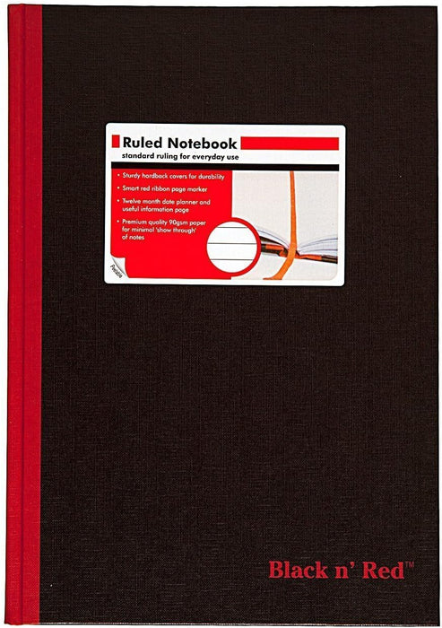 Hardcover Notebook Red/Black A4-100 sheets 8-1/4x11-3/4"
