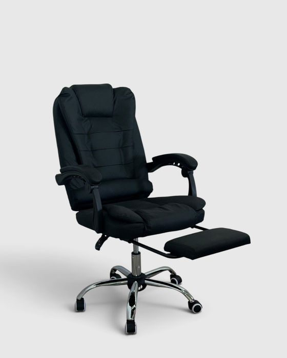 OFFICE CHAIR  LEATHERETTE BLACK WITH FOOT-REST