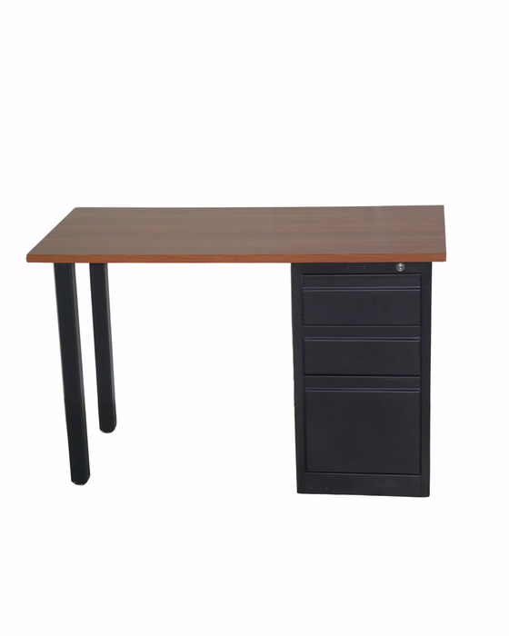 OFFICE DESK CONTEMPO BLACK METAL FRAME & NOGAL PARIS TOP