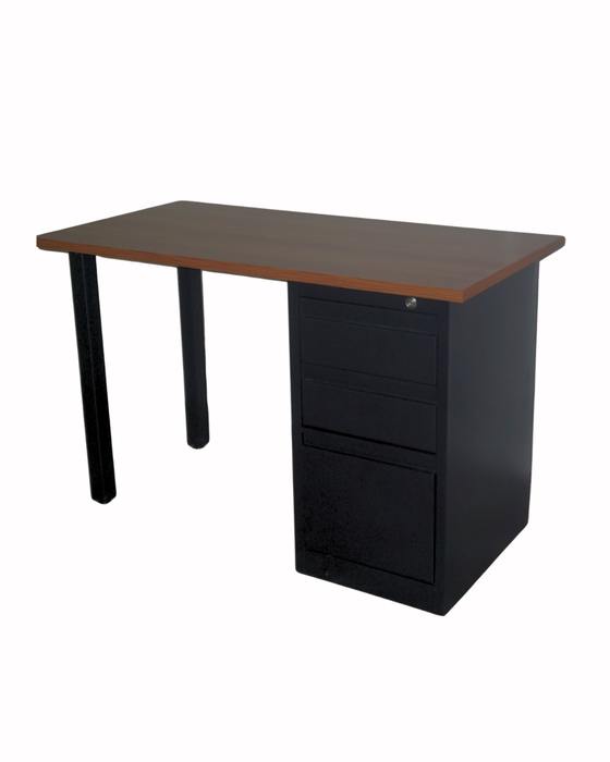 OFFICE DESK CONTEMPO BLACK METAL FRAME & NOGAL PARIS TOP