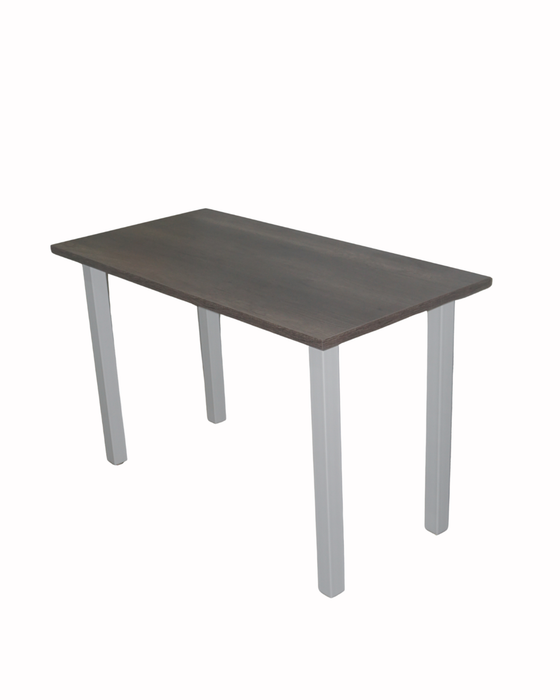 OFFICE DESK CONTEMPO WHITE METAL FRAME  & PAULINE OAK TOP - NO DRAWERS