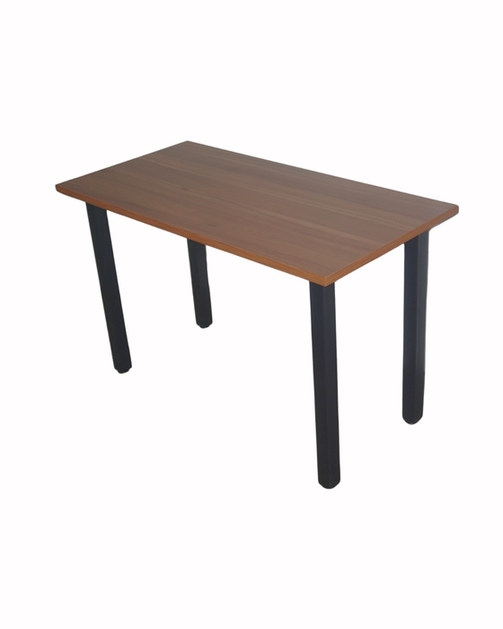 OFFICE DESK CONTEMPO BLACK METAL FRAME  & NOGAL PARIS TOP - NO DRAWERS