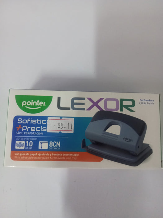 PAPER PUNCH 2 HOLE 8cm POINTER LEXOR 10 SHEET