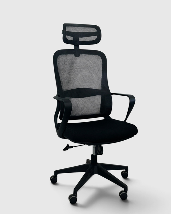OFFICE CHAIR MESH BACK BLACK WITH HEADREST
