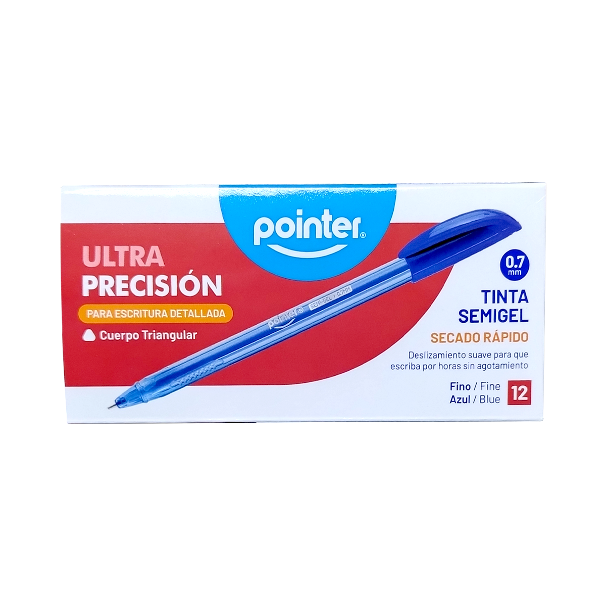 Pointer – Ultra Precision Ballpoint Semigel Blue Pen 0.7 (Pack of 12 ...