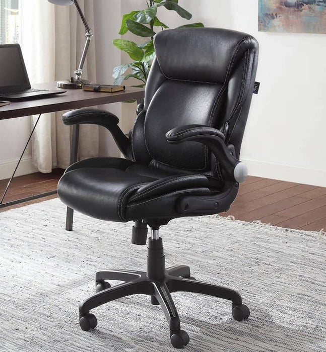 SERTA MANAGERS CHAIR BLACK W MEMORY FOAM AND MOVEABLE ARMS