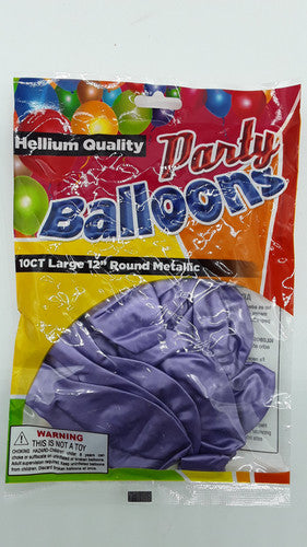 BALLOONS 10 CT METALLIC PURPLE HELLIUM QUALITY