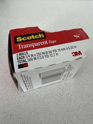 SCOTCH TRANSPARENT TAPE  3/4" x 250" 2 PACK