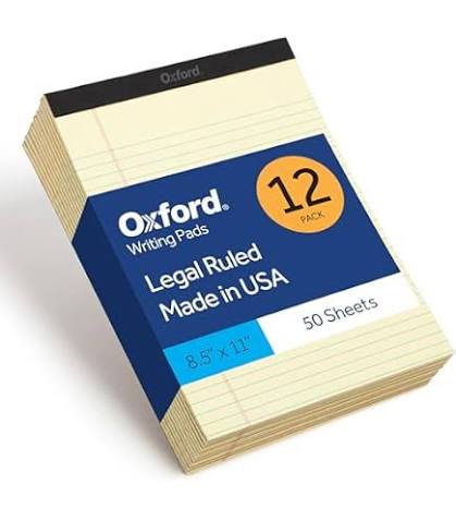LEGAL PAD 8.5X14 YELLOW TOP 7572  single