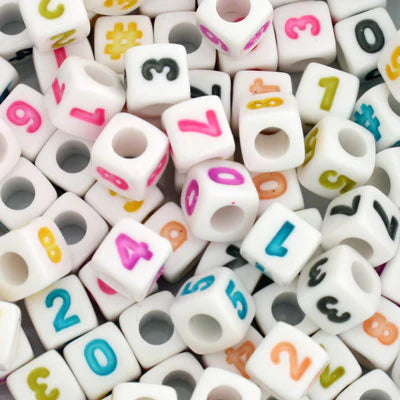 Beads Numbers Square 25g 7mm
