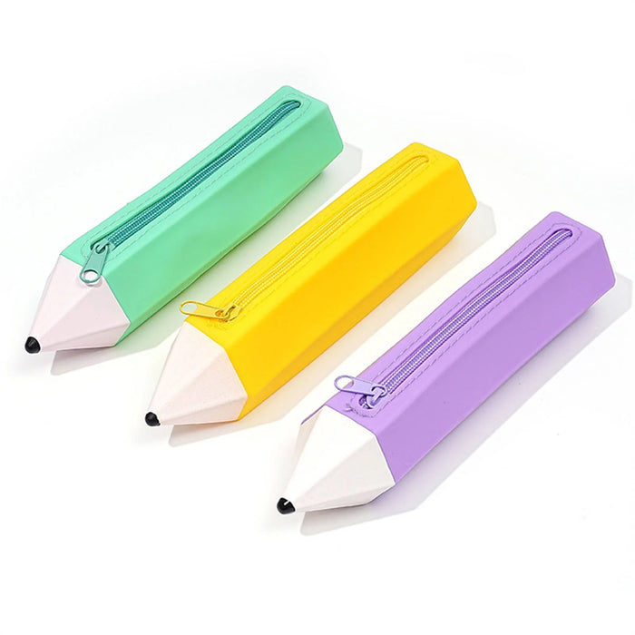 Pencil Case Silicone Pencil Shape Asstd Colors Pointer ##23199
