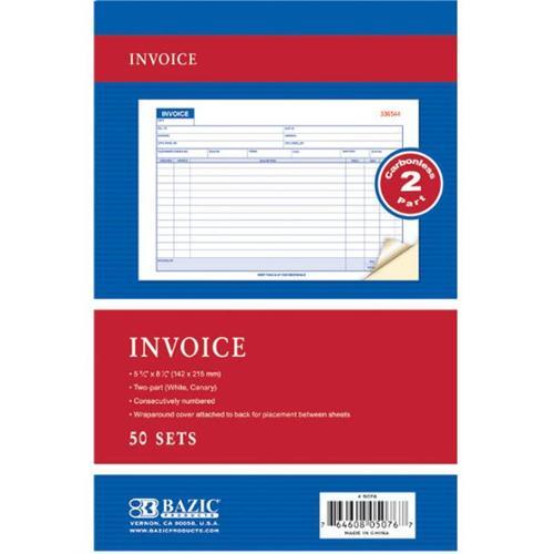 Bazic Two Part Carbonless Invoice Book (50Ct)  #5076