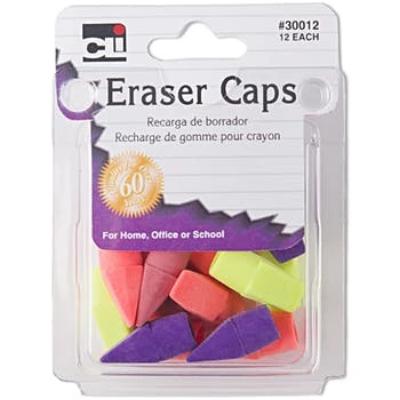 Pencil Cap Erasers 12 Ct