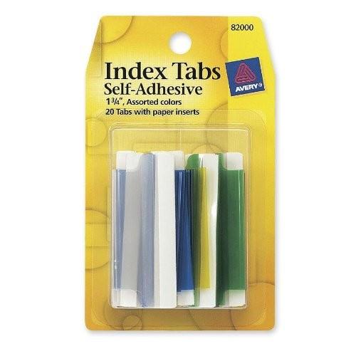 Index Tabs 1-3/4 20Ct Assorted Color - Avery
