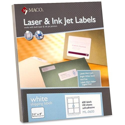 Maco Label 3-1/3X4 For Laser/Inkjet Ml0600