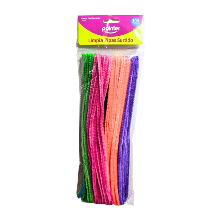PIPE CLEANER 30CM ASSTD COLORS 100PC POINTER