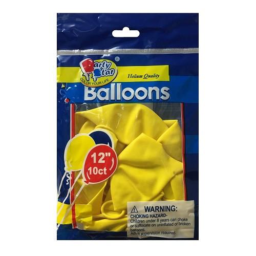 Balloons 10 Ct Yellow Helium