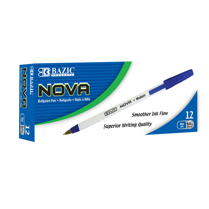 Nova Stick Pen Blue 12Pk 1.0Mm Bazic