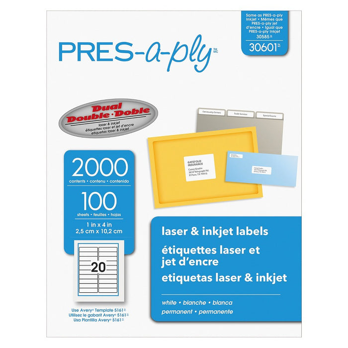 Pres-A-Ply Laser & Inkjet Label  1X4 30601