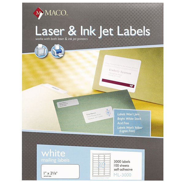 Maco Label Laser/Inkjet Address 1X2-5/8 ML3000