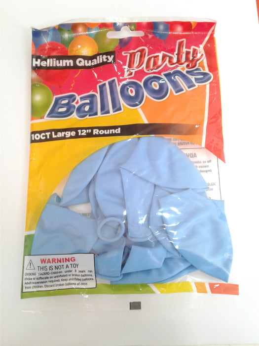 Balloons 10 Ct 12" Standard Light Blue Helium Quality
